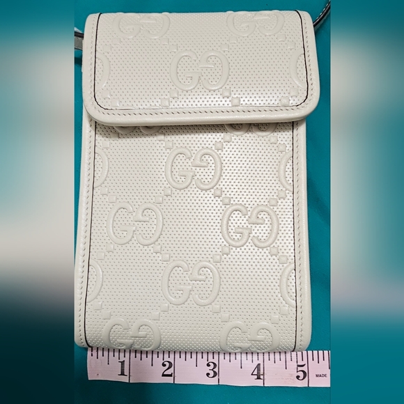 GUCCI Like new Flap Crossbody Bag GG Embossed Perforated Leather Mini - Picture 12 of 16